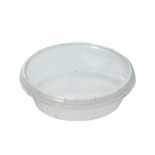 Set of 200 ml round container and lid with seal-secured closure