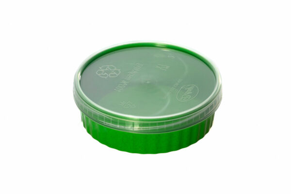 Recycled 100 ml screw cap packaging with lid.